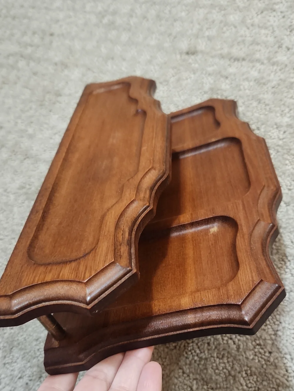 Vintage MCM 2-Tier Walnut Wooden Desk Organizer & Valet Tray